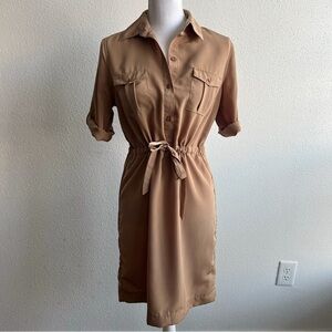 Mossimo Tan Button-Down Shirt Dress - Size S